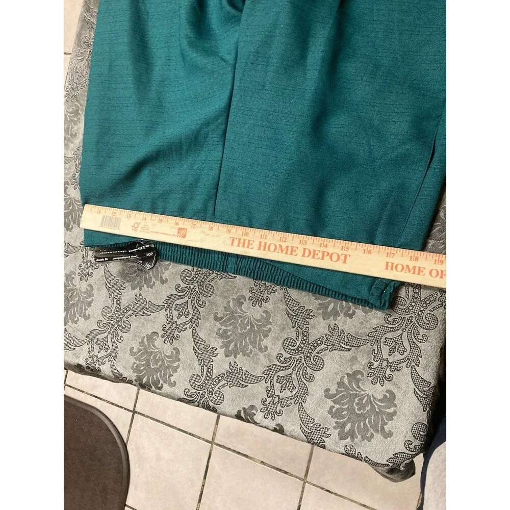 Alfred Dunner Classic Fit Green Pants 16P Petite Pull On Elastic Waist 25